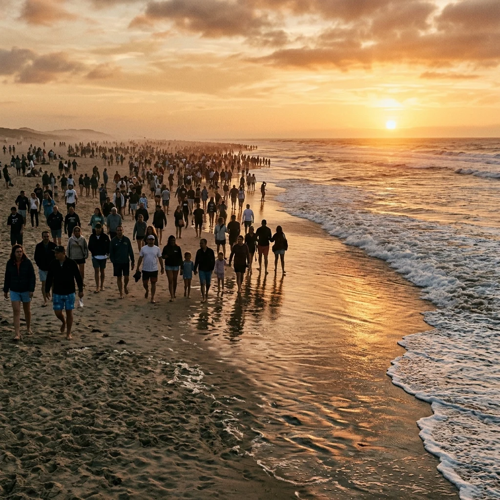 A crowded shore at Cox's Bazar