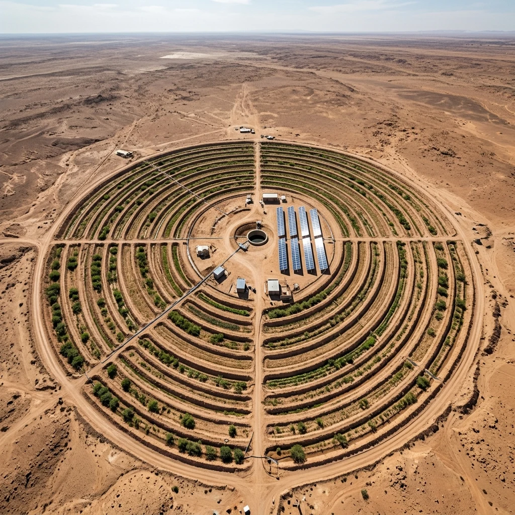 Circular farm in the desert