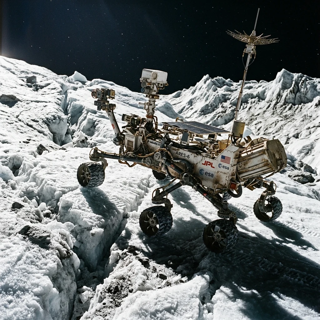 Research rover on a frozen moon