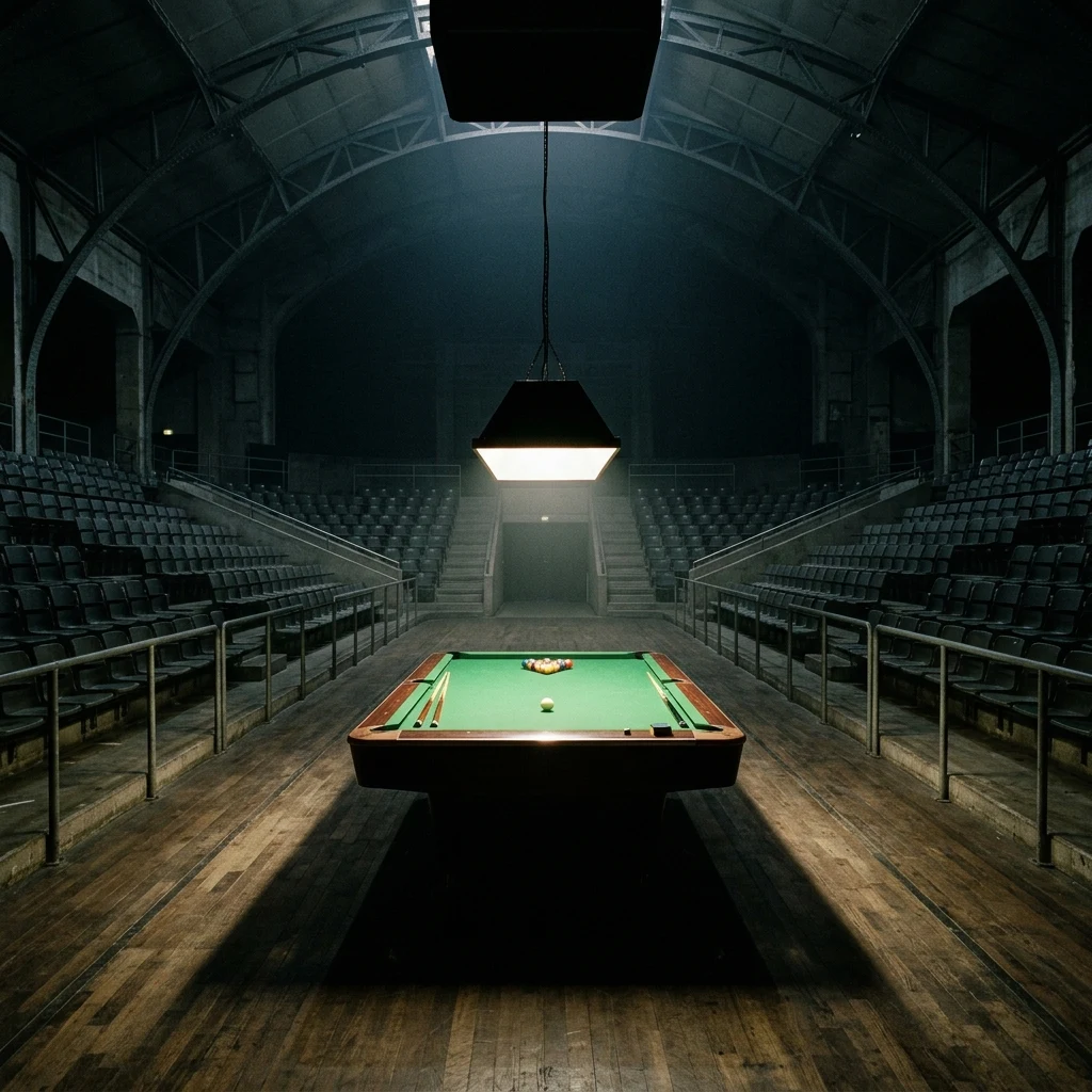 An empty pool hall tournament arena