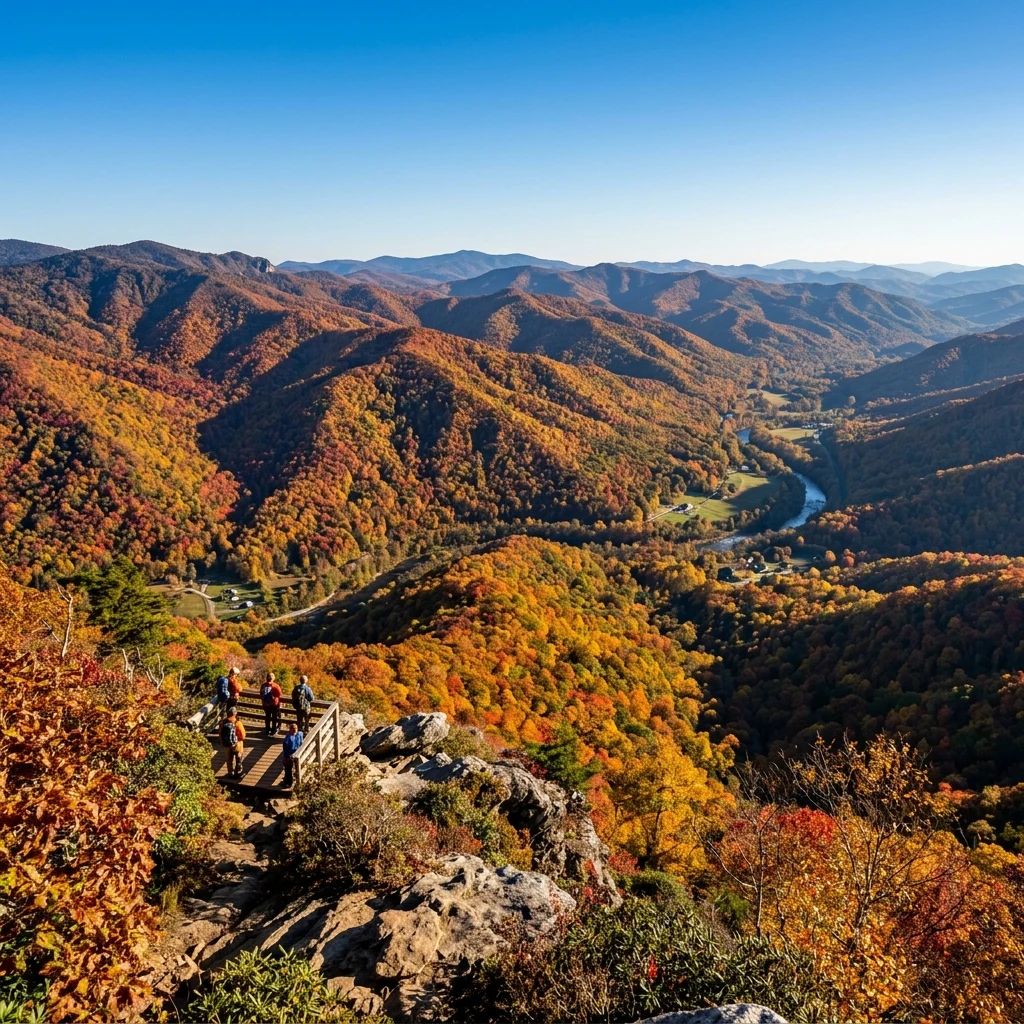 A panoramic autumn landscape in the Appalachians