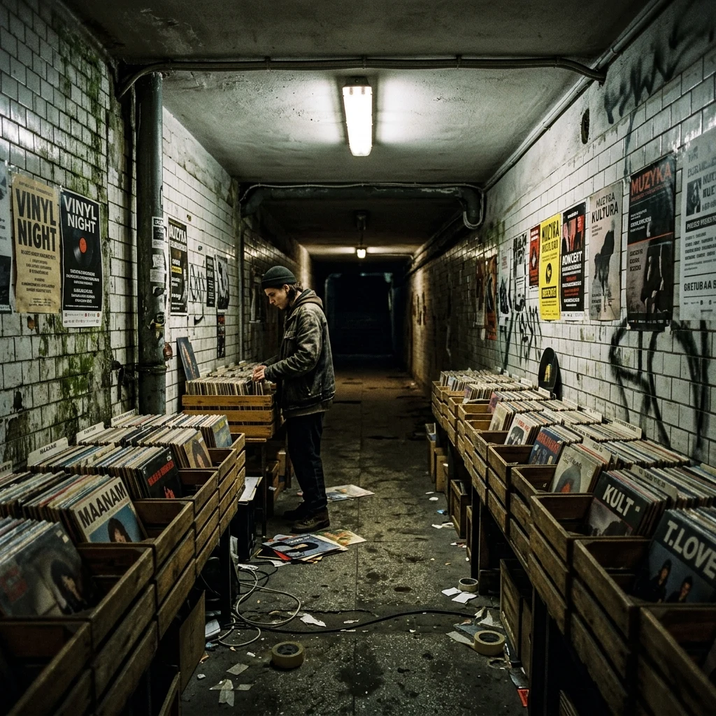 A DIY record store tucked into a subterranean pedestrian underpass in Warsaw