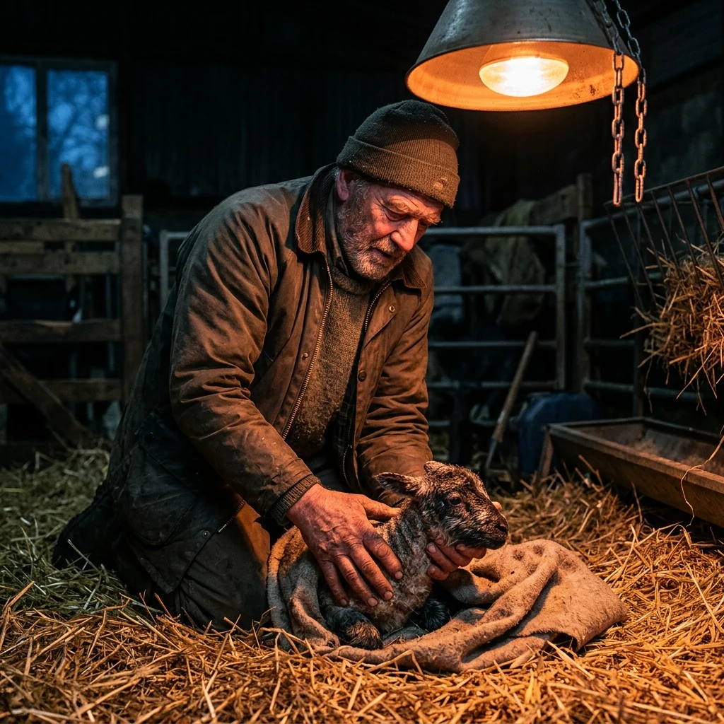 A lambing shed at 3 a.m.