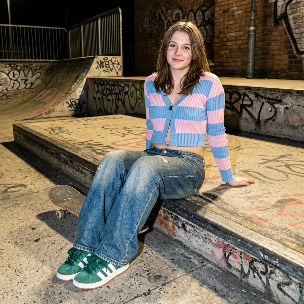 Casual skater style on a sunny curb