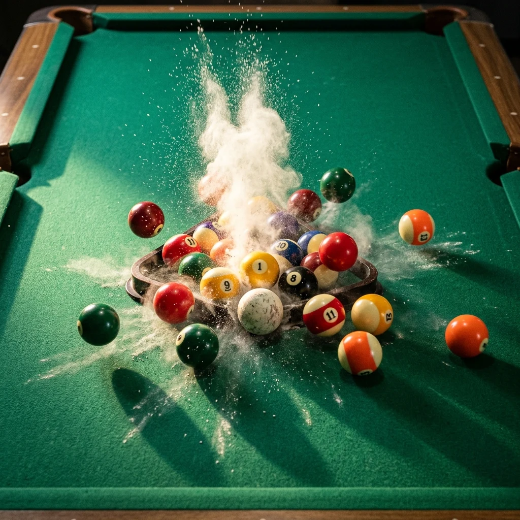 Breaking the rack on a pool table