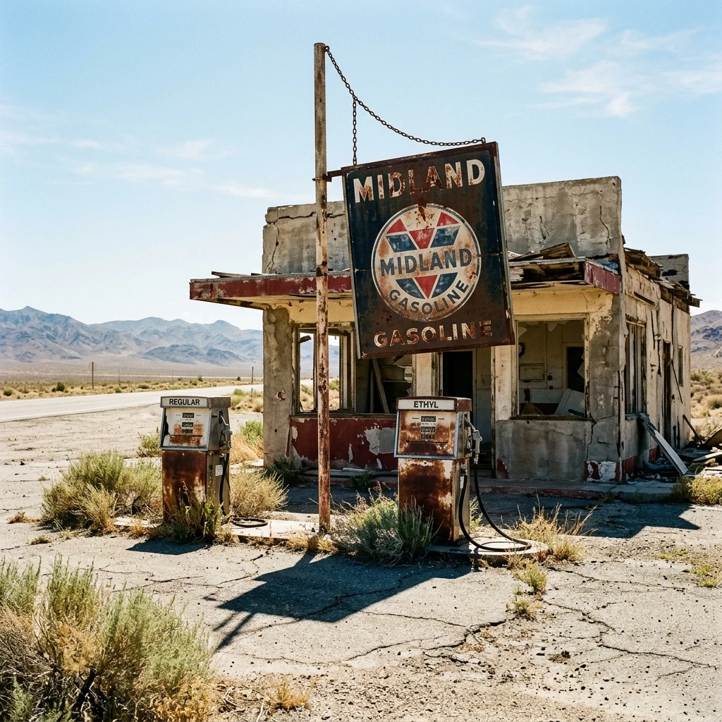 An abandoned gas station along Route 66