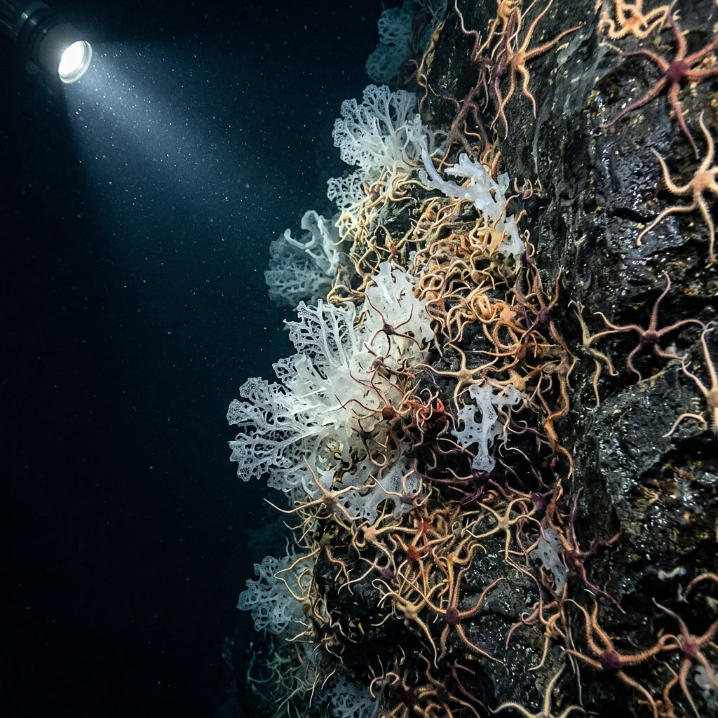Deep sea glass sponges and brittle stars