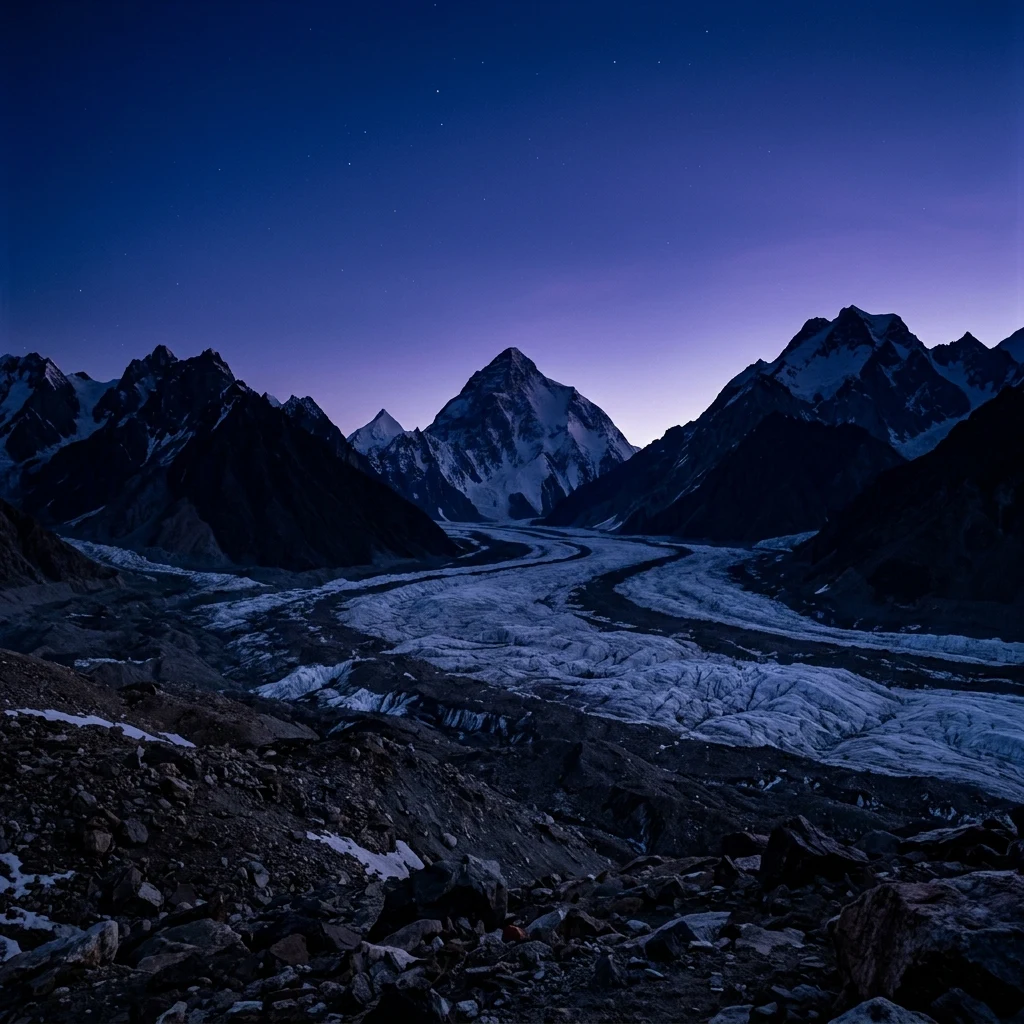 Majestic mountain peaks at twilight