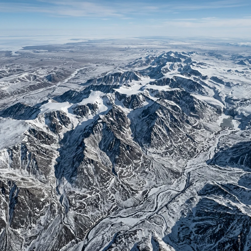 Rugged mountain ridges in the arctic