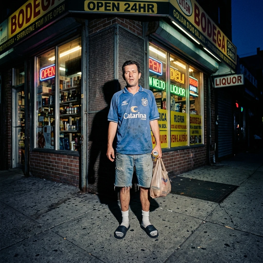 A man in a vintage soccer jersey