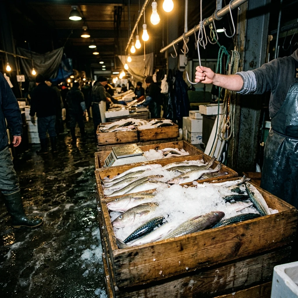 Fresh fish at an early morning market