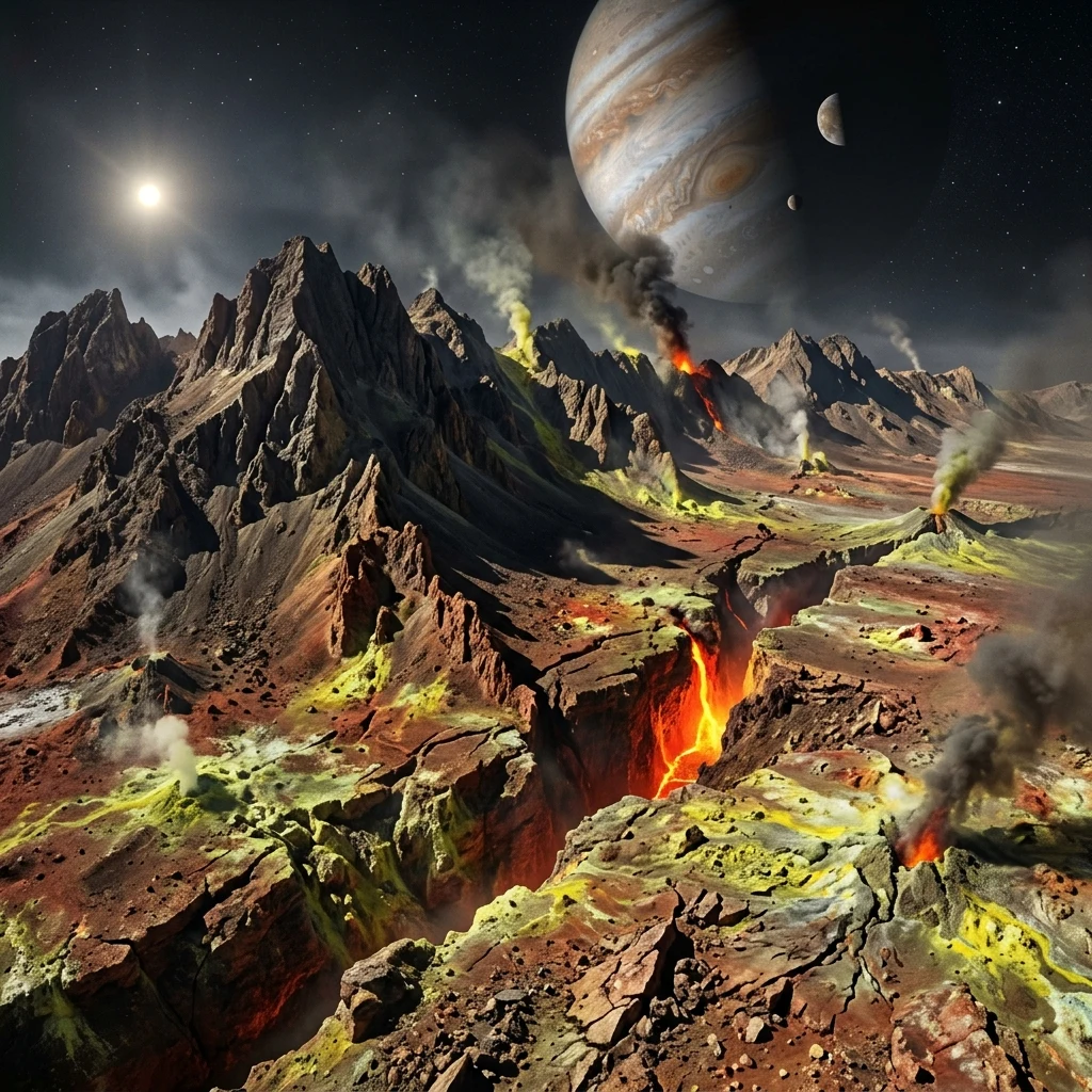 Volcanic mountain range on a distant planet