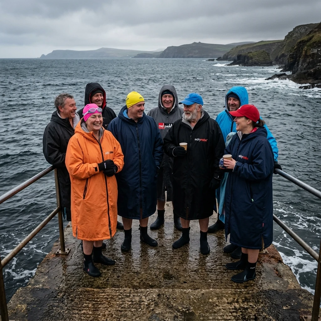 A cold-water swimming club in February