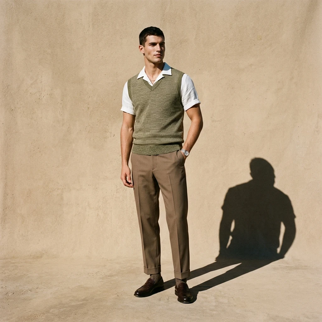 Model in a modern knit outfit