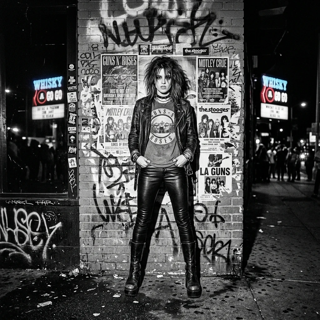 A woman in a vintage band tee