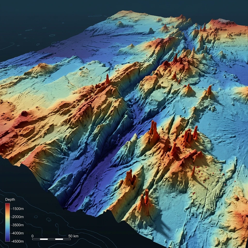 Underwater view of a deep sea ridge