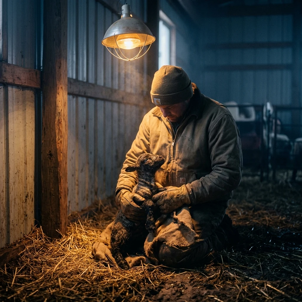 A lambing shed at 3 a.m.