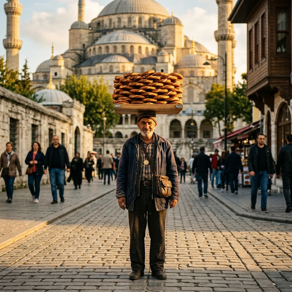Street vendor selling bread in Istanbul
