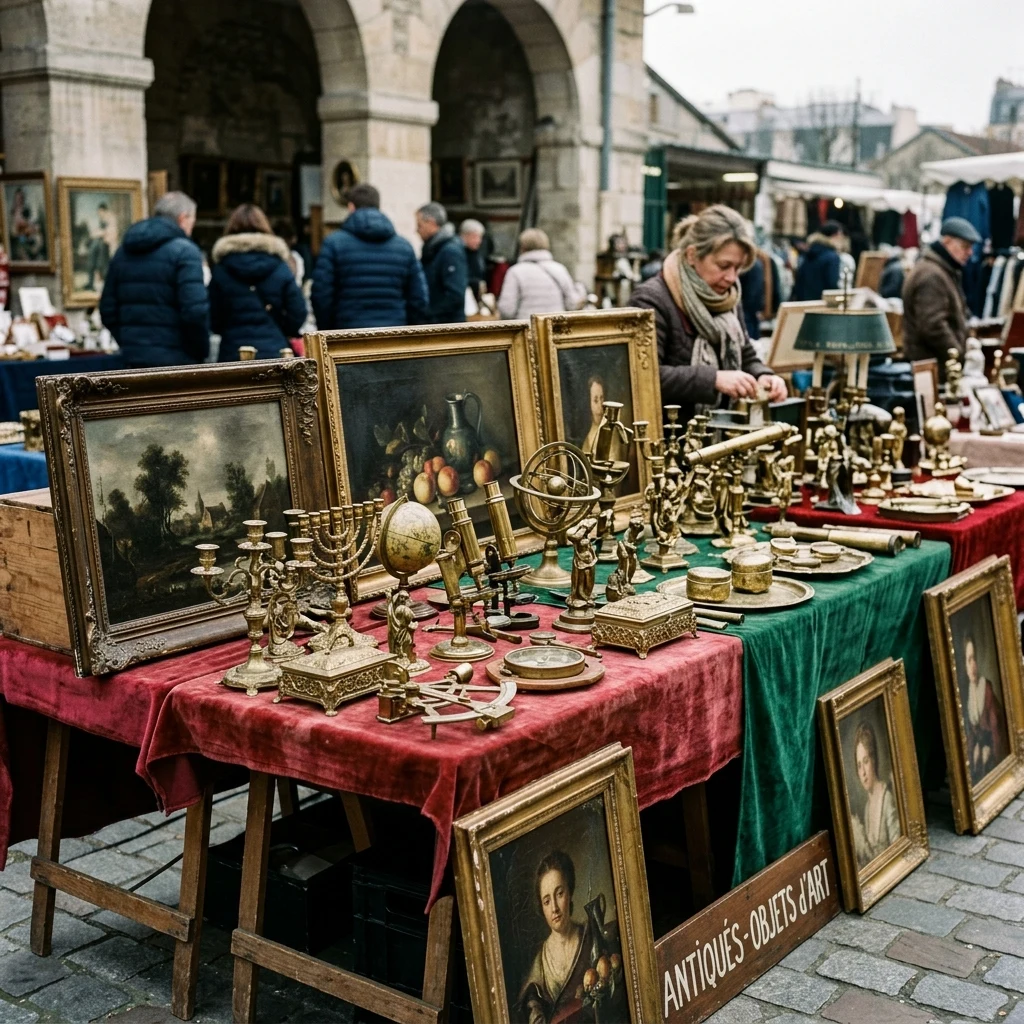 Antique treasures at a historic flea market
