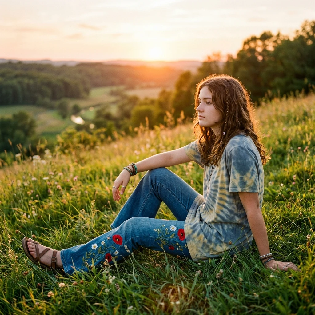 Person relaxing on a grassy park hill