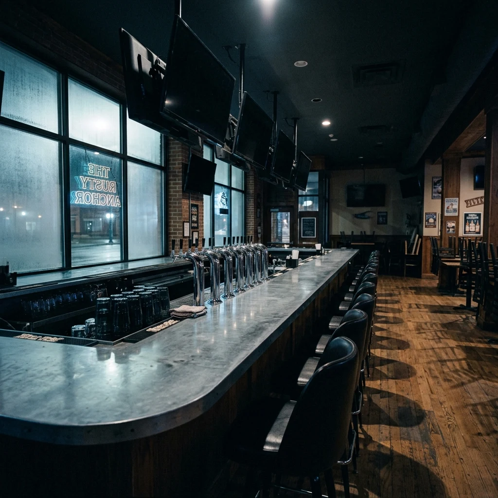 Quiet sports bar at night