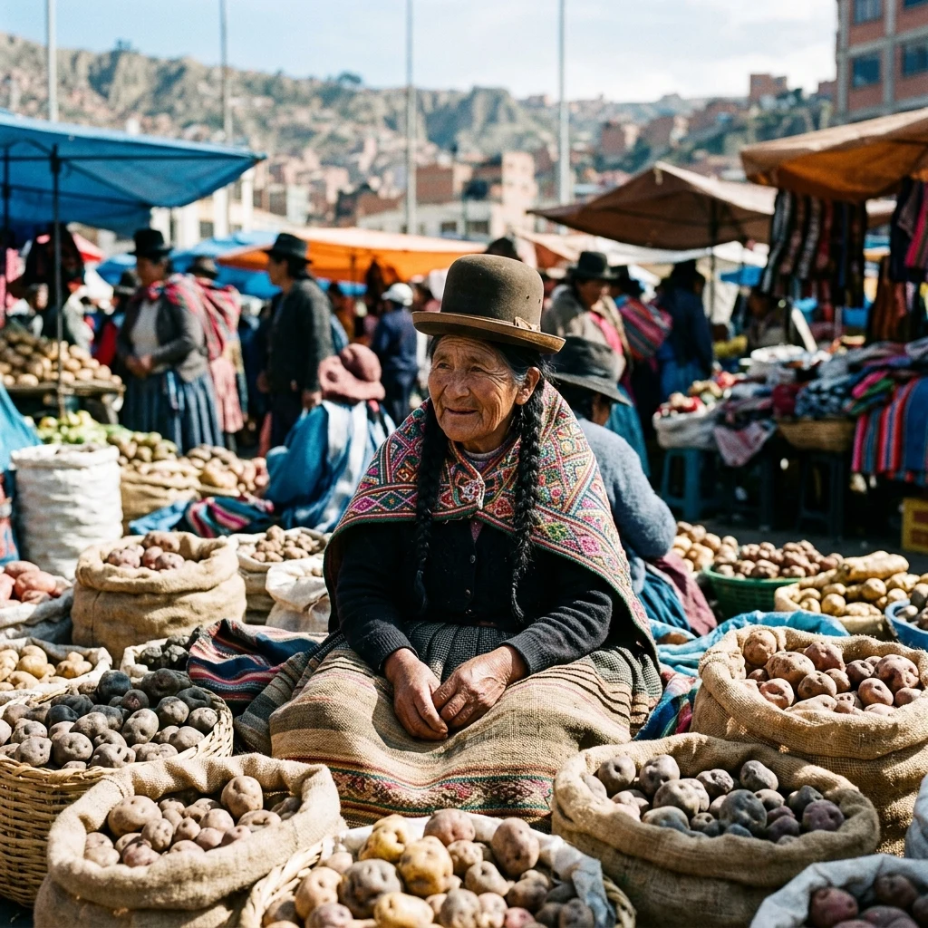 A high-altitude Altiplano market in La Paz