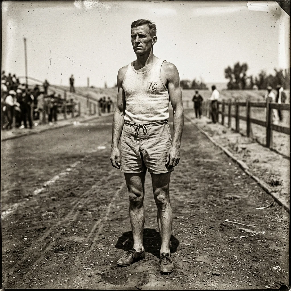 Athlete on a cinder track
