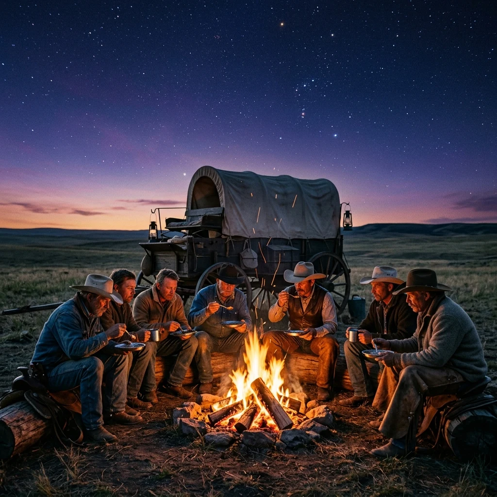 Campfire dinner under the prairie stars