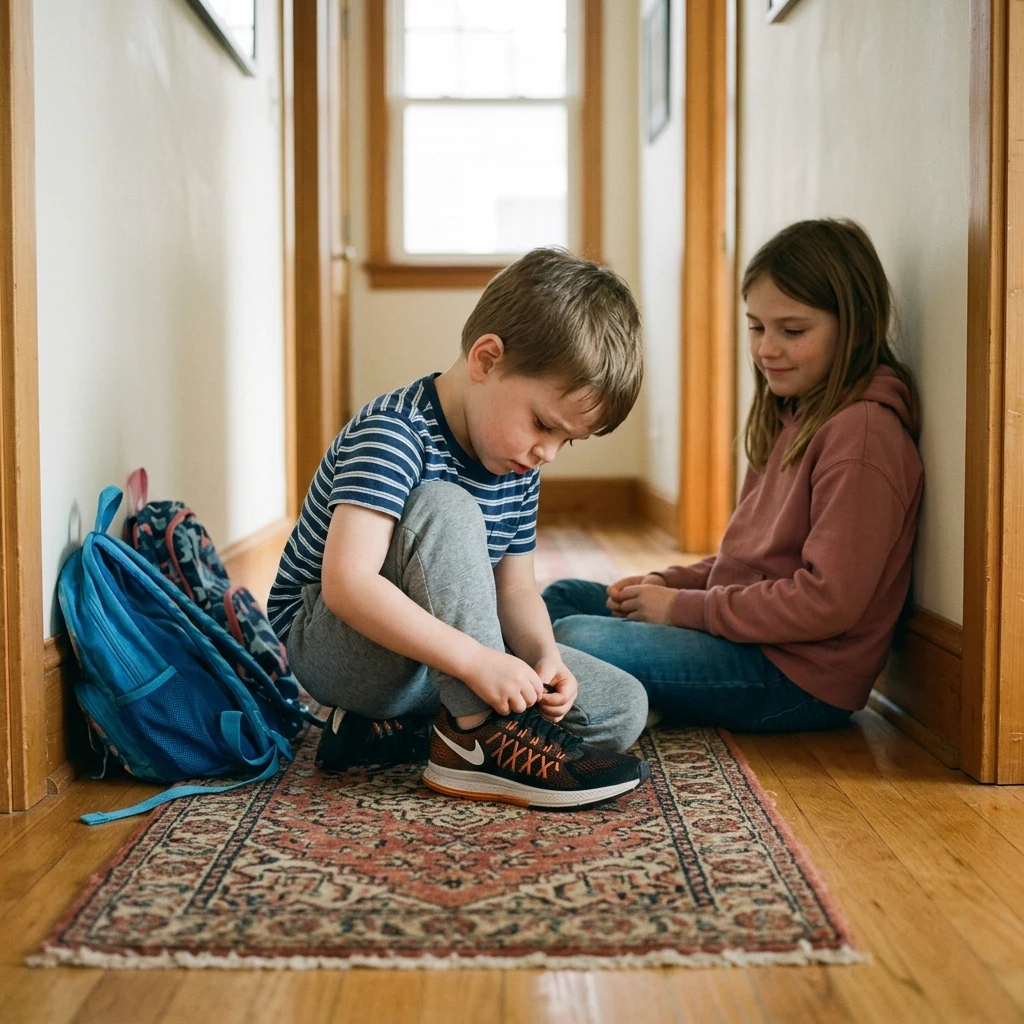 Learning to tie shoelaces in the hallway