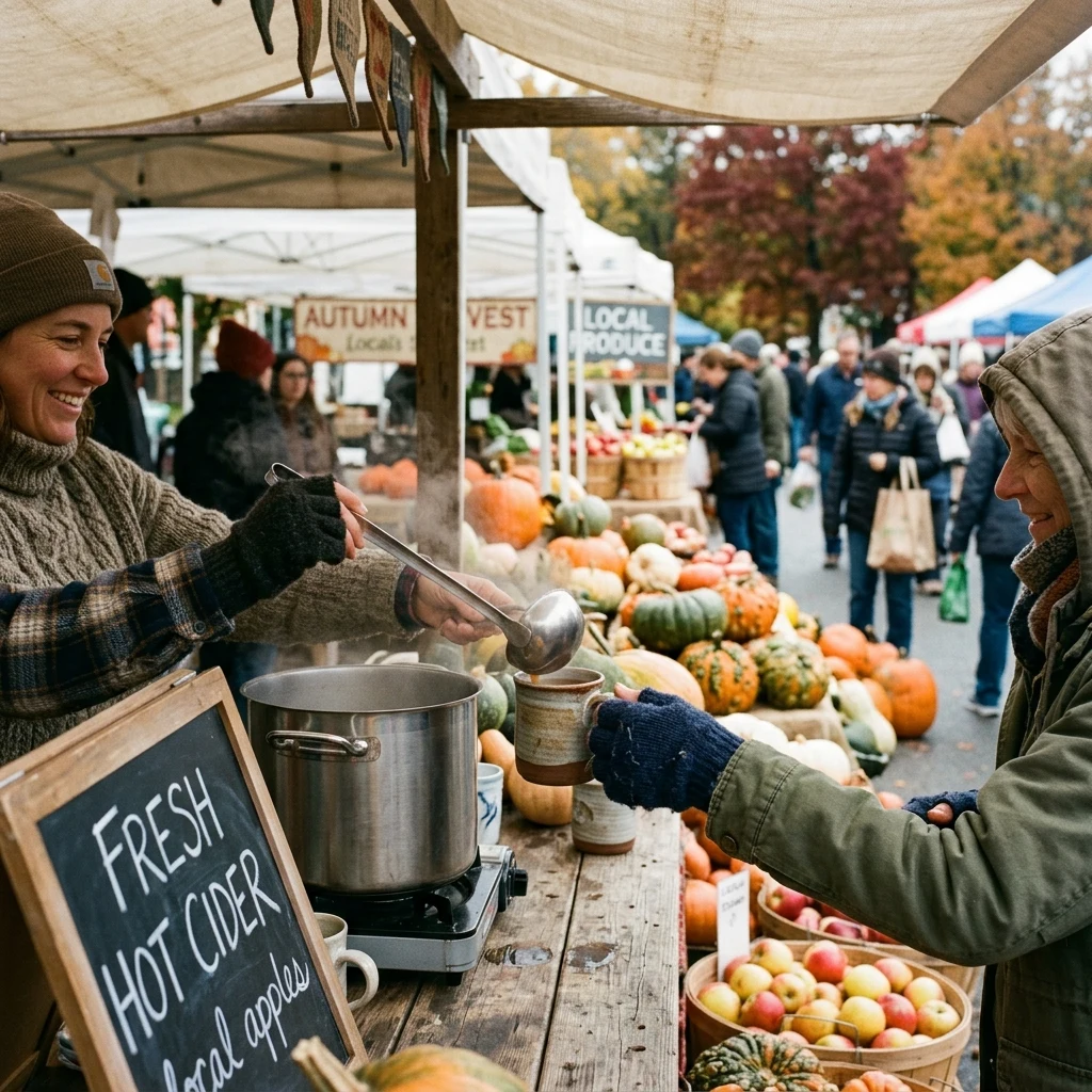 A farmers market in late October