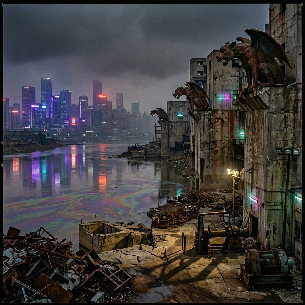 An abandoned industrial sector on the city outskirts