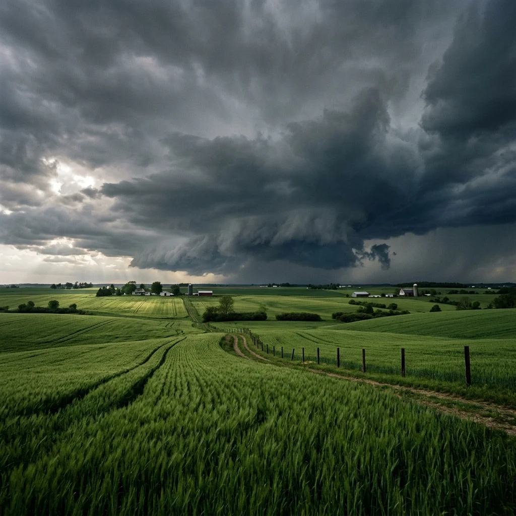 Storm clouds over a wheat field