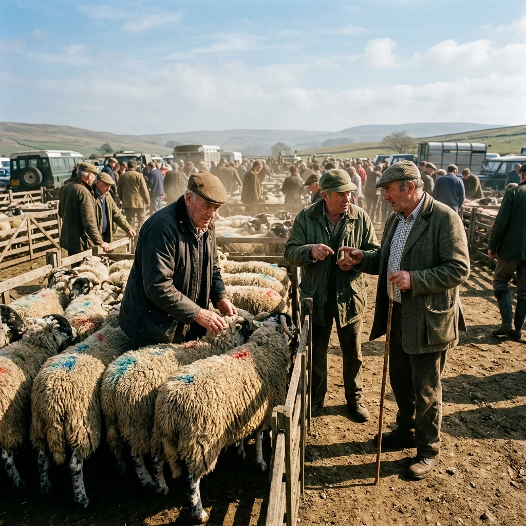 Farmers at a rural livestock market