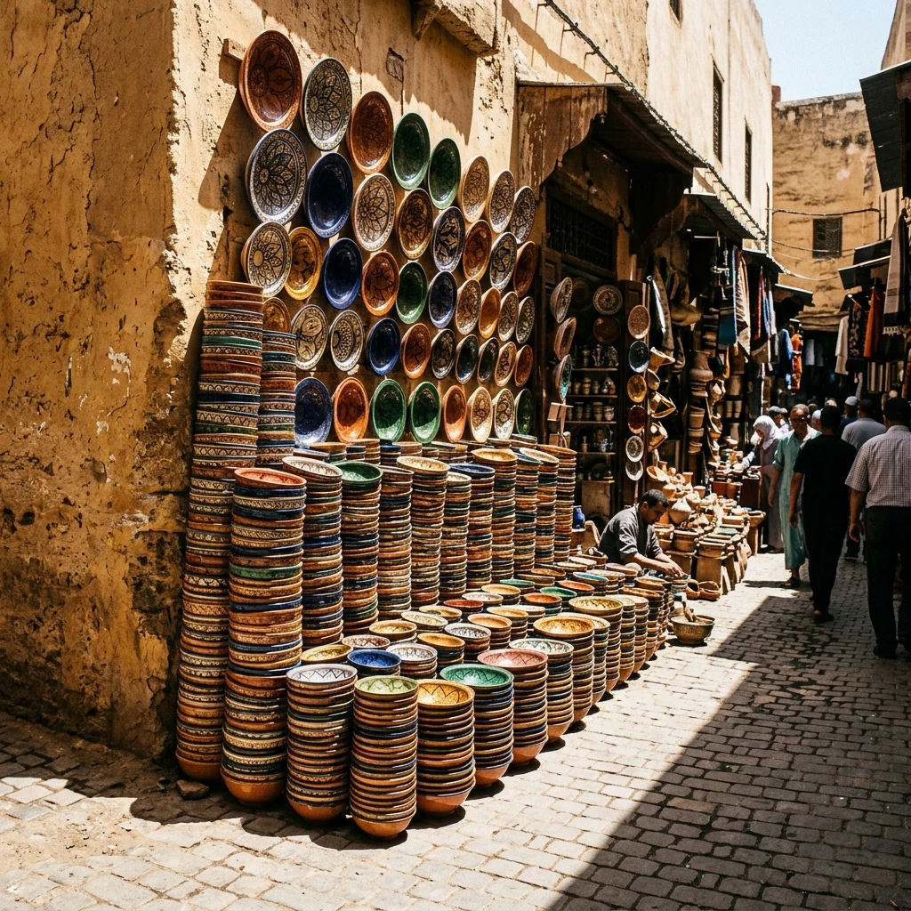 A pottery market in Fez