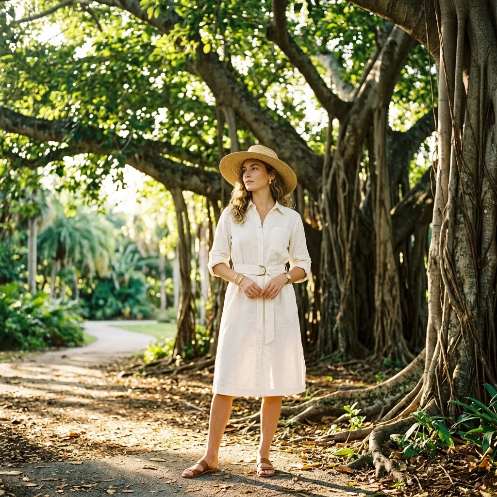 Person resting under a large banyan tree