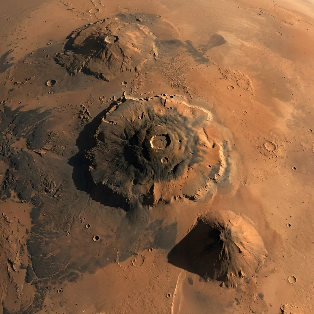 A high-resolution topographic render of Elysium Montes
