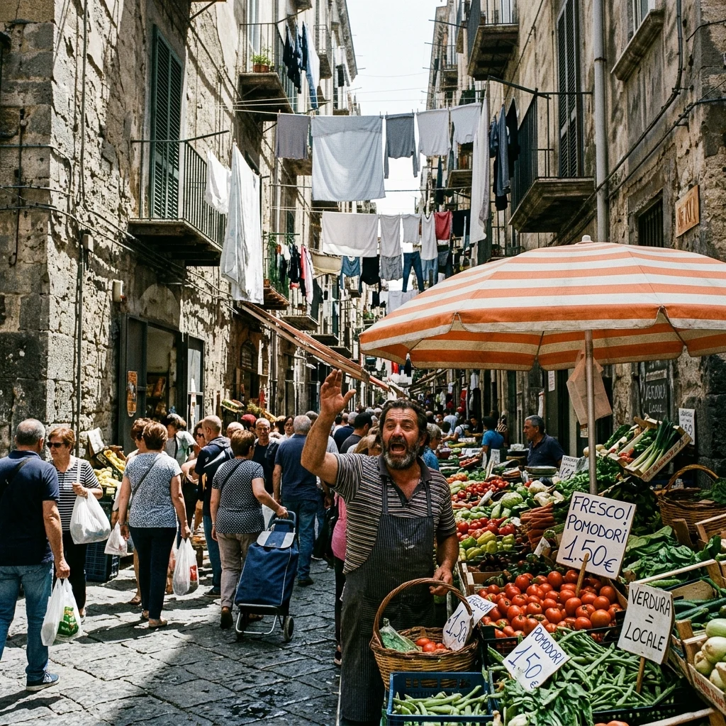 A vegetable market in Naples
