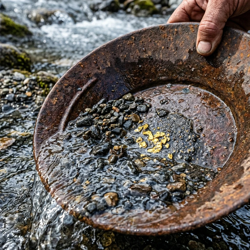 Searching for gold in a mountain stream