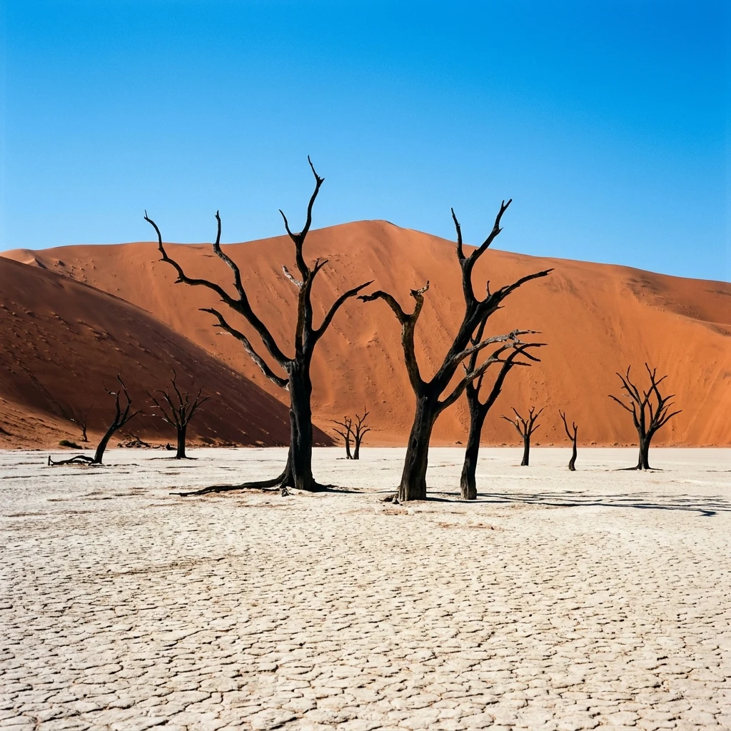 Ancient trees in a white desert