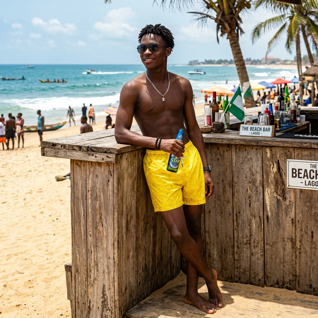 Relaxed summer day at the beach bar