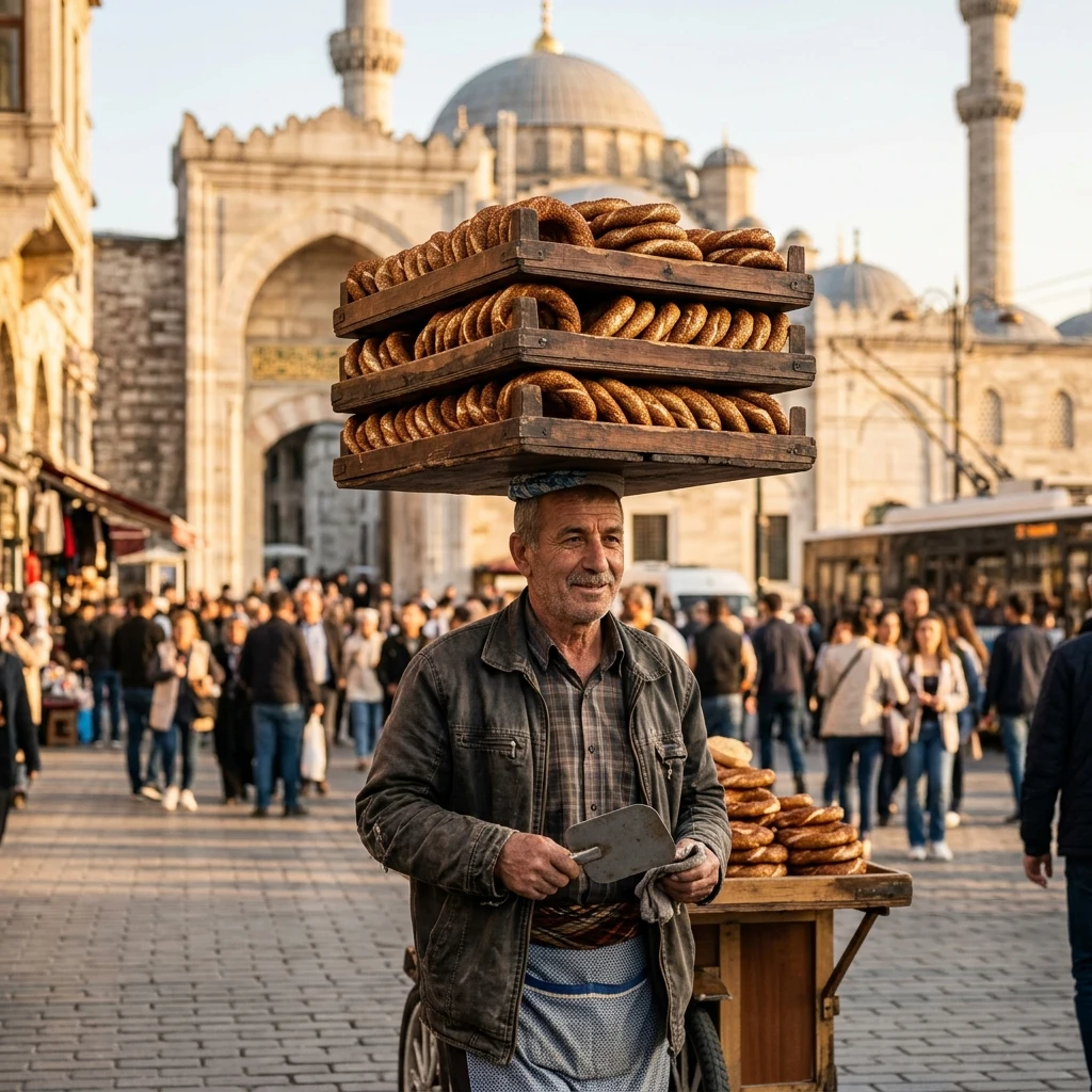 Street vendor selling bread in Istanbul