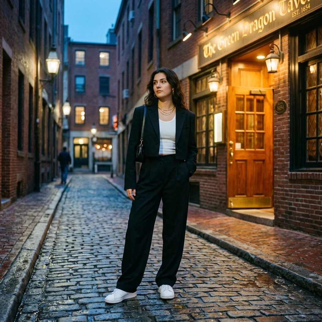 Modern fashion in a historic city alley