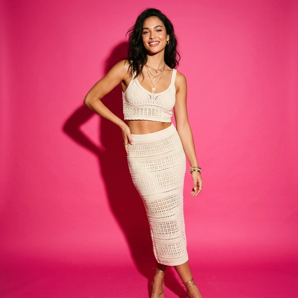 Modern knitwear fashion in bright pink