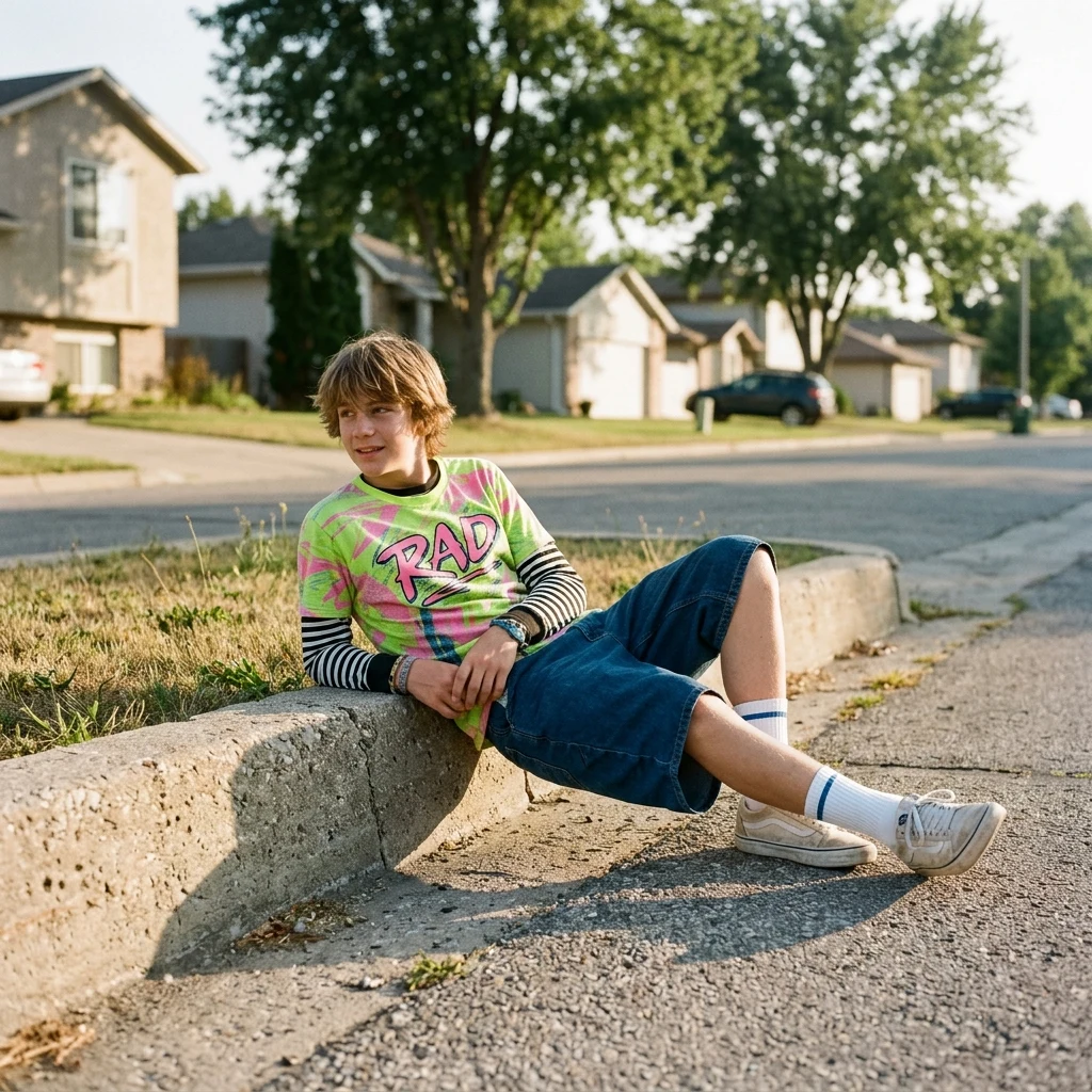 Skater resting on a sunny suburban street