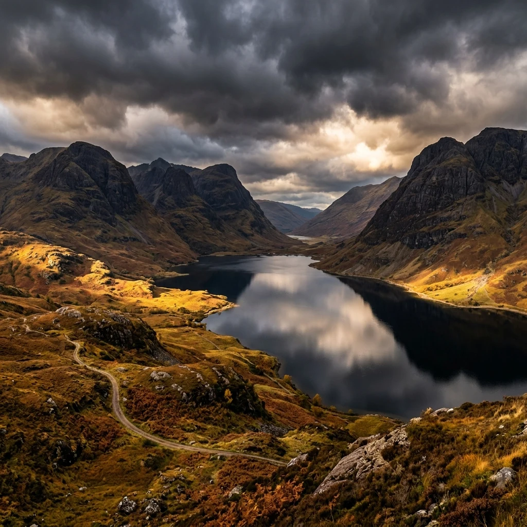 Panoramic photograph of the Scottish Highlands