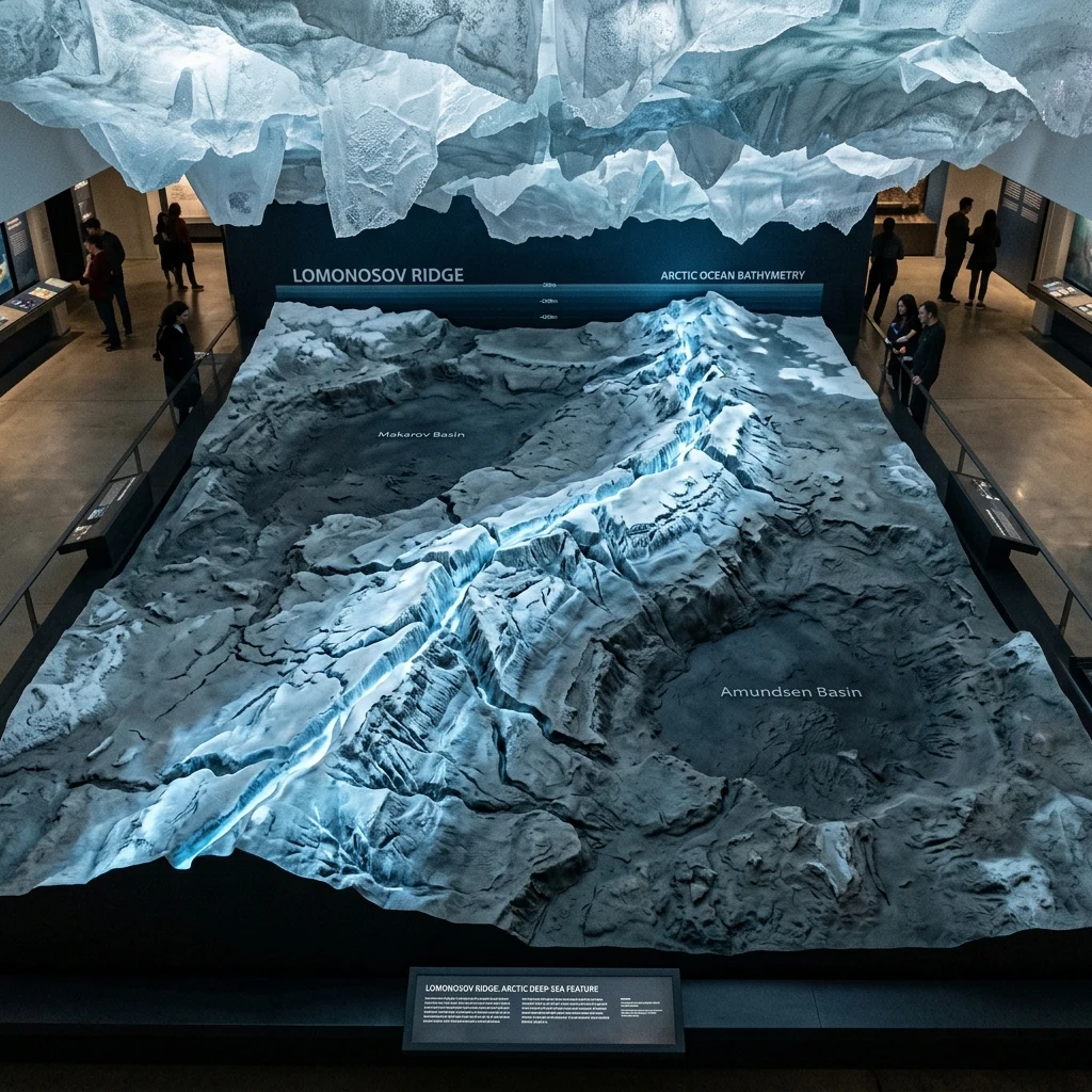 A bathymetric model of the Lomonosov Ridge spanning across the Arctic Ocean floor