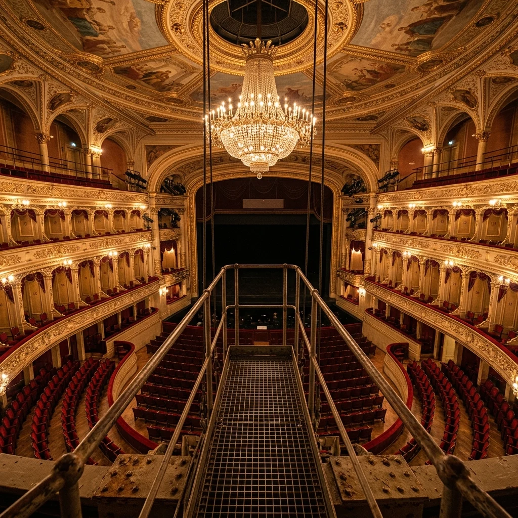 Empty opera house with velvet seats