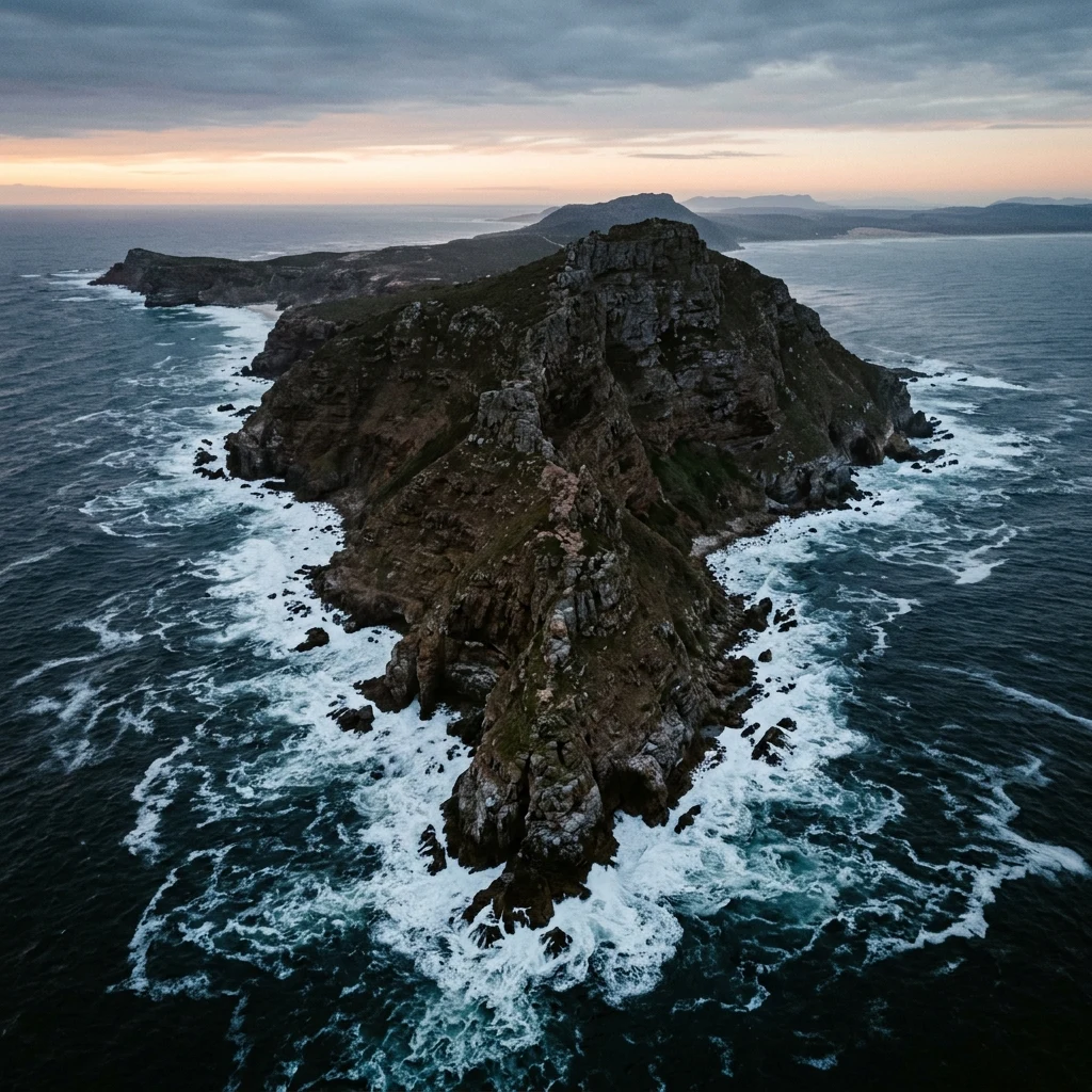 A drone photograph of the Cape of Good Hope