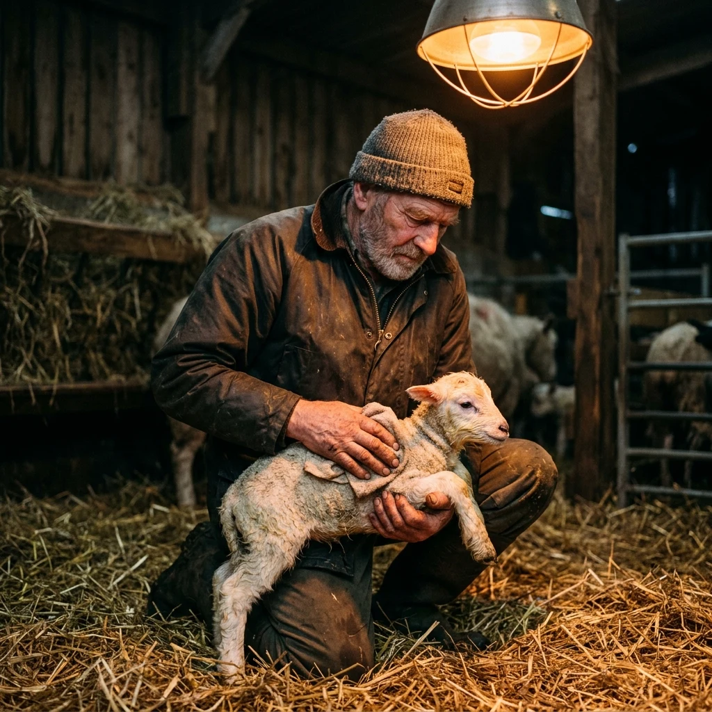 A lambing shed at 3 a.m.