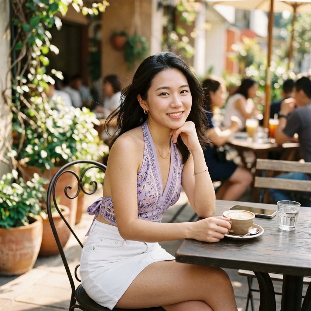 Casual afternoon at an outdoor cafe